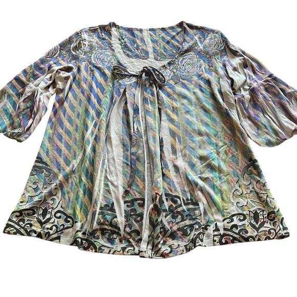 Multicolor Print Cardigan Sweater with Embellishments Woman Size Medium Y2K - Picture 6 of 11